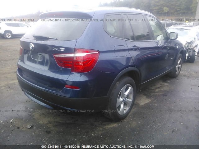 5UXWX5C59CL727682 - 2012 BMW X3 XDRIVE28I BLUE photo 4