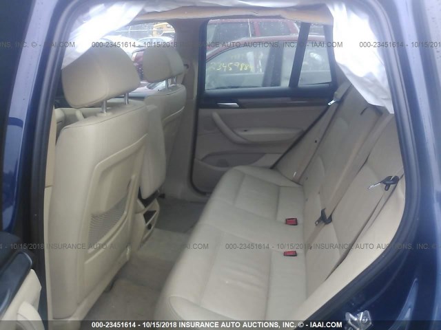 5UXWX5C59CL727682 - 2012 BMW X3 XDRIVE28I BLUE photo 8