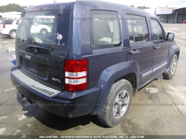 1J8GP28K28W107015 - 2008 JEEP LIBERTY SPORT BLUE photo 4