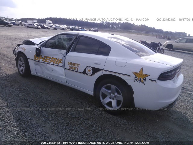 2C3CDXAT2FH796147 - 2015 DODGE CHARGER POLICE WHITE photo 3