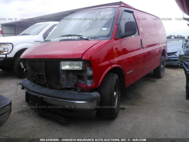 1GCGG25R4Y1144122 - 2000 CHEVROLET EXPRESS G2500  RED photo 2