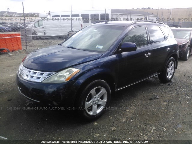 JN8AZ08WX4W334997 - 2004 NISSAN MURANO SL/SE BLUE photo 2