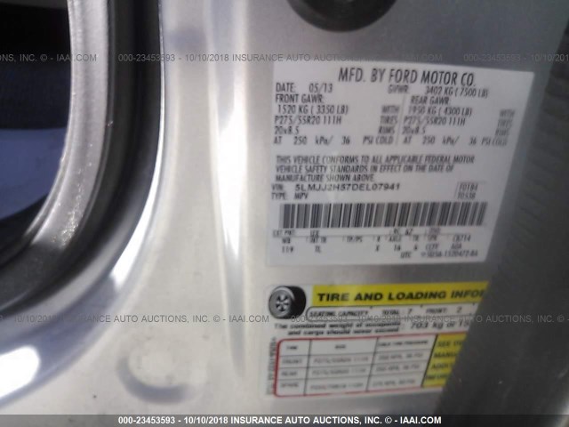 5LMJJ2H57DEL07941 - 2013 LINCOLN NAVIGATOR 银色 照片 9