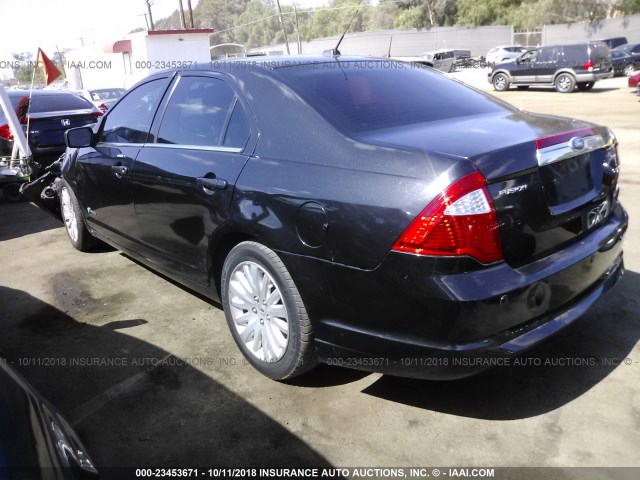 3FADP0L36AR388653 - 2010 FORD FUSION HYBRID BLACK photo 3