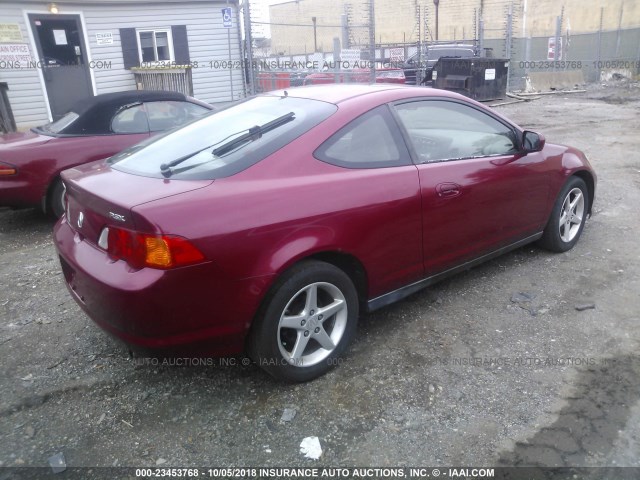 JH4DC54892C026702 - 2002 ACURA RSX RED photo 4