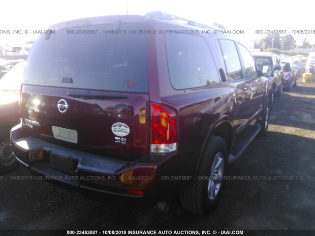 5N1AA08C38N613191 - 2008 NISSAN ARMADA SE/LE RED photo 4