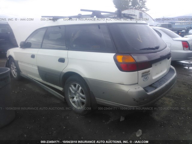 4S3BH665426301653 - 2002 SUBARU LEGACY OUTBACK WHITE photo 3