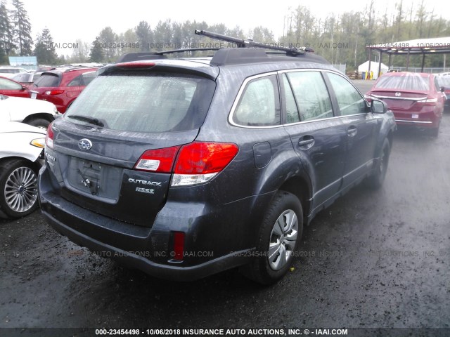 4S4BRBAC5B3377357 - 2011 SUBARU OUTBACK 2.5I GRAY photo 4