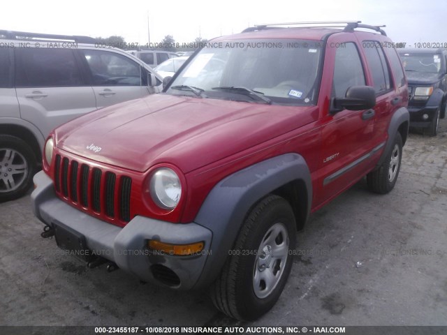 1J4GK48K54W329232 - 2004 JEEP LIBERTY SPORT RED photo 2