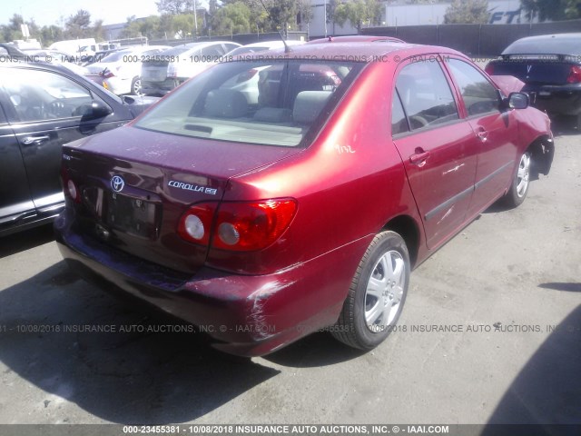 1NXBR32E15Z521779 - 2005 TOYOTA COROLLA CE/LE/S RED photo 4