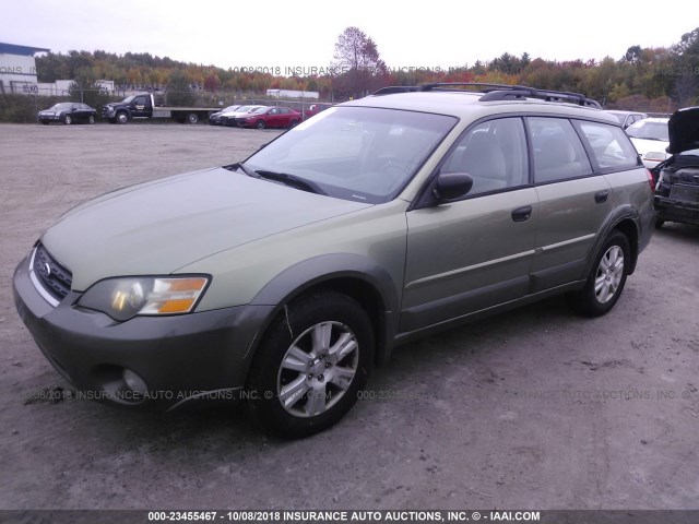 4S4BP61C957370289 - 2005 SUBARU LEGACY OUTBACK 2.5I GREEN photo 2