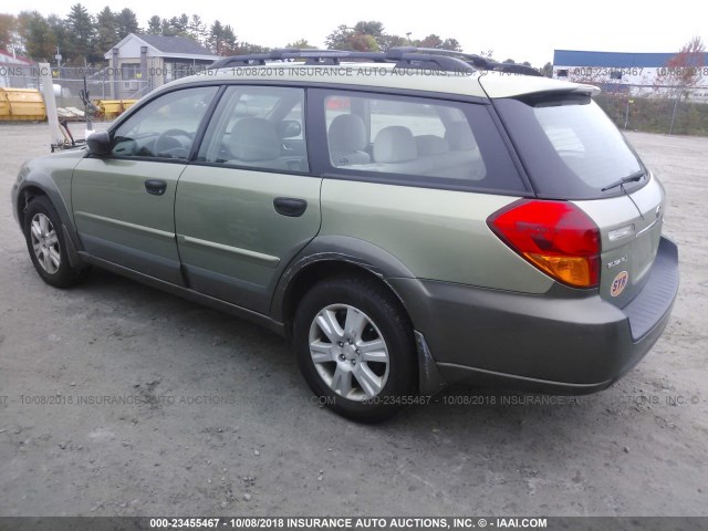 4S4BP61C957370289 - 2005 SUBARU LEGACY OUTBACK 2.5I GREEN photo 3