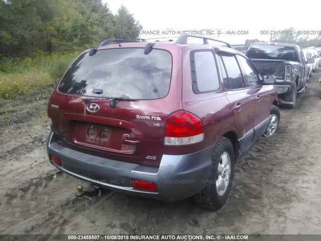 KM8SC73D55U895410 - 2005 HYUNDAI SANTA FE GLS/LX MAROON photo 4