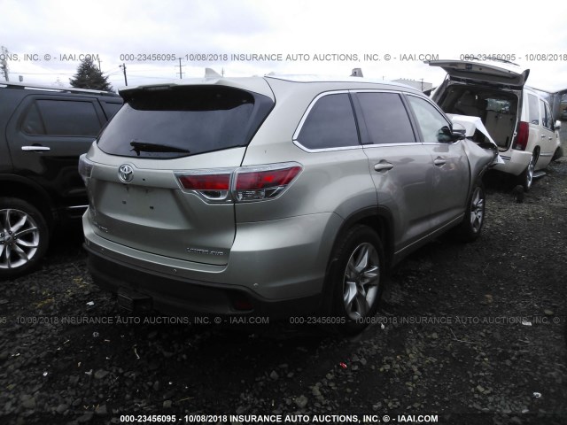 5TDDKRFH1FS196761 - 2015 TOYOTA HIGHLANDER LIMITED/LTD PLATINUM TAN photo 4