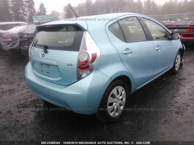 JTDKDTB33D1041650 - 2013 TOYOTA PRIUS C BLUE photo 4