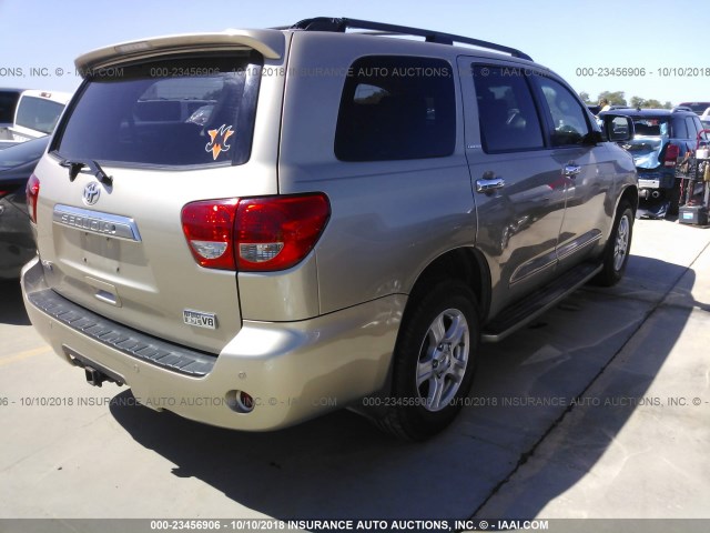 5TDZY68A28S006911 - 2008 TOYOTA SEQUOIA LIMITED BEIGE photo 4