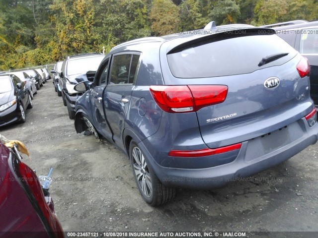 KNDPCCAC2F7767798 - 2015 KIA SPORTAGE EX BLUE photo 3