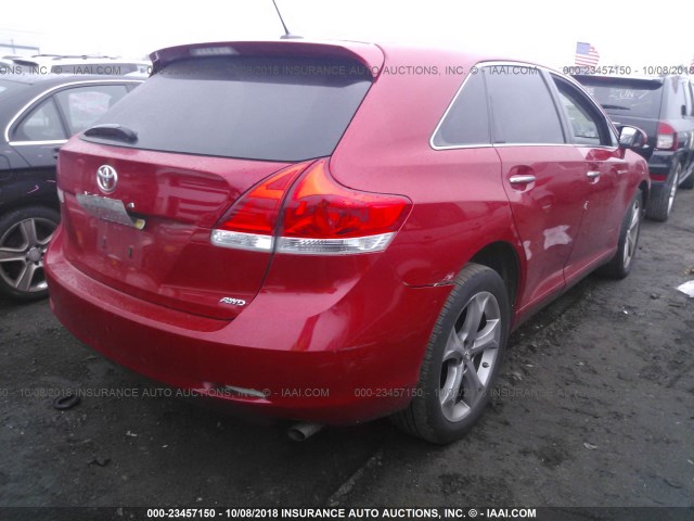 4T3BK3BB1BU061374 - 2011 TOYOTA VENZA RED photo 4