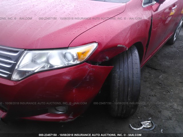 4T3BK3BB1BU061374 - 2011 TOYOTA VENZA RED photo 6