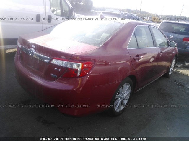 4T1BD1FK5DU069076 - 2013 TOYOTA CAMRY HYBRID/LE/XLE 红色 照片 4