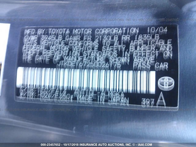 JTKDE167250026175 - 2005 TOYOTA SCION TC 黑色 照片 9