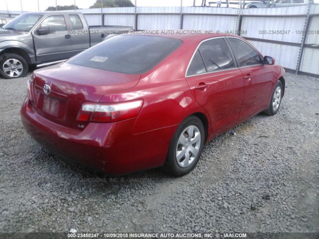4T1BE46K87U124302 - 2007 TOYOTA CAMRY NEW GENERAT CE/LE/XLE/SE RED photo 4