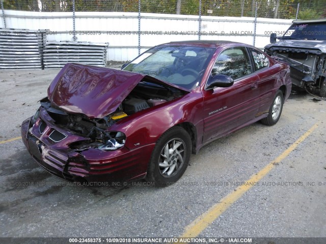 1G2NF12E32C141539 - 2002 PONTIAC GRAND AM SE1 MAROON photo 2