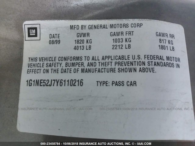 1G1NE52J7Y6110216 - 2000 CHEVROLET MALIBU LS Qızıl foto 9