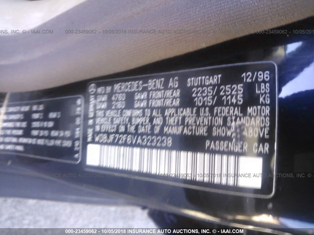 WDBJF72F6VA323238 - 1997 MERCEDES-BENZ E 420 BLACK photo 9