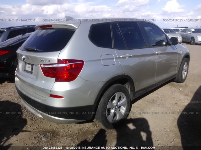 5UXWX5C53BL716207 - 2011 BMW X3 XDRIVE28I SILVER photo 4