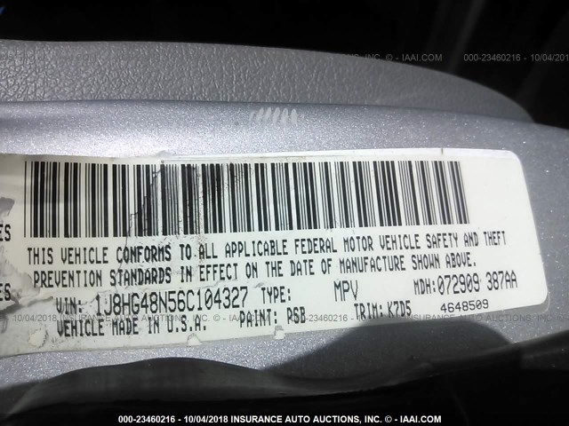 1J8HG48N56C104327 - 2006 JEEP COMMANDER 银色 照片 9