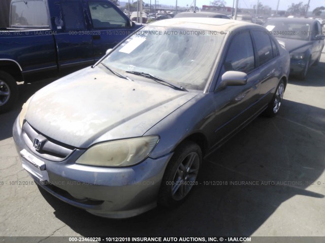 2HGES26735H540611 - 2005 HONDA CIVIC EX GRAY photo 2