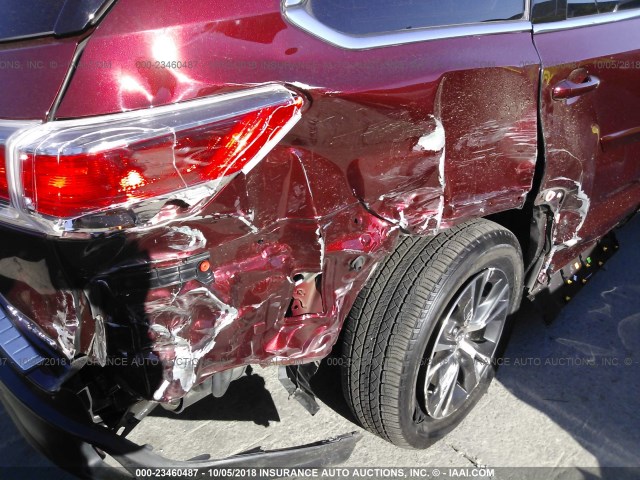 5TDJKRFH6GS285794 - 2016 TOYOTA HIGHLANDER XLE RED photo 6