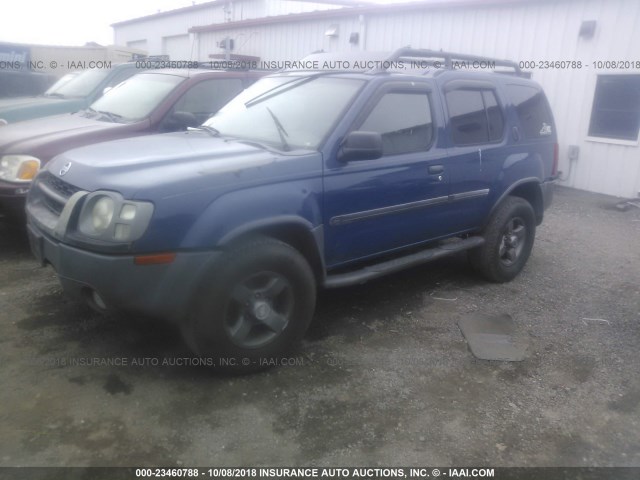 5N1ED28T72C512775 - 2002 NISSAN XTERRA XE/SE BLUE photo 2