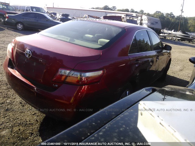 4T1BE46K27U165685 - 2007 TOYOTA CAMRY NEW GENERAT CE/LE/XLE/SE RED photo 4
