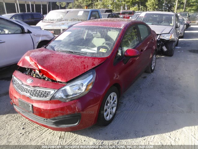 KNADN4A30F6465982 - 2015 KIA RIO EX/SX RED photo 2