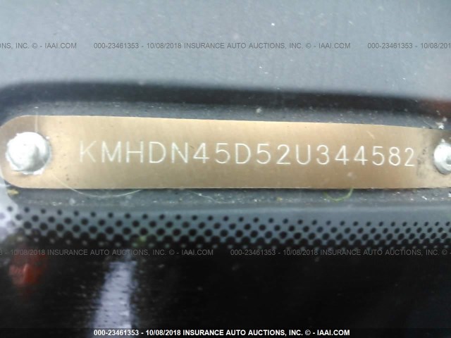 KMHDN45D52U344582 - 2002 HYUNDAI ELANTRA GLS/GT BLACK photo 9