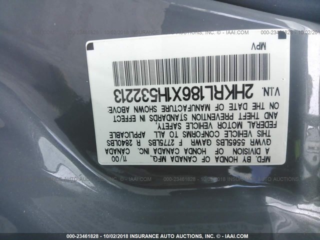 2HKRL186X1H532213 - 2001 HONDA ODYSSEY EX BLUE photo 9