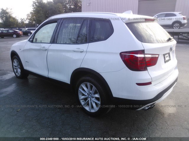 5UXWX9C33H0T21363 - 2017 BMW X3 XDRIVE28I WHITE photo 3