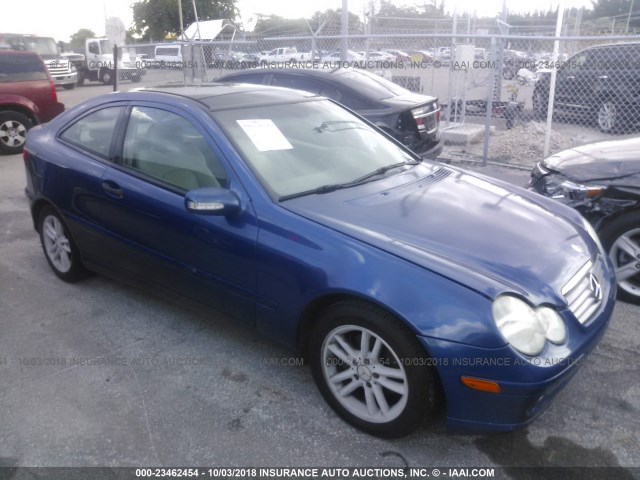 WDBRN47J12A343023 - 2002 MERCEDES-BENZ C 230K SPORT COUPE BLUE photo 1