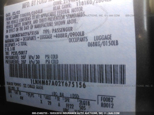 1LNHM87A02Y675156 - 2002 LINCOLN LS 灰色 照片 9