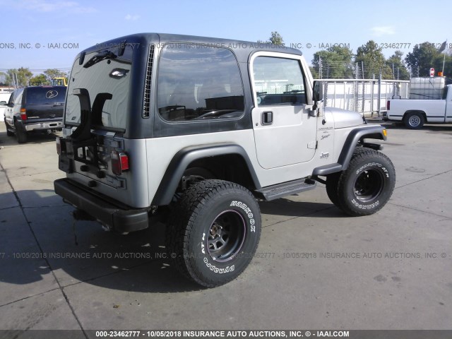 1J4FA49S21P350171 - 2001 JEEP WRANGLER / TJ SPORT SILVER photo 4