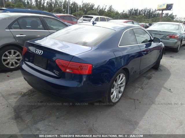 WAULFAFR7DA043514 - 2013 AUDI A5 PREMIUM PLUS BLUE photo 4