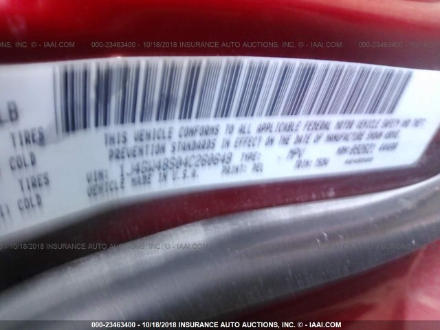 1J4GW48S04C260648 - 2004 JEEP GRAND CHEROKEE LAREDO/COLUMBIA/FREEDOM 红色 照片 9
