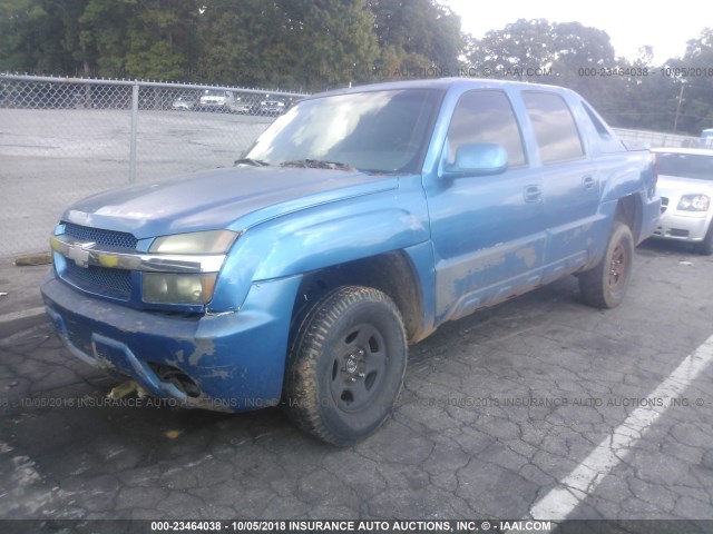 3GNEK13T02G150661 - 2002 CHEVROLET AVALANCHE K1500 BLUE photo 2