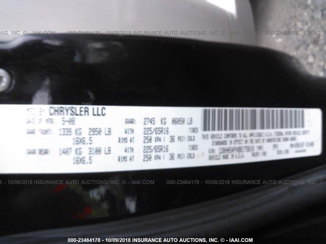 1D8HN54PX8B175818 - 2008 DODGE GRAND CARAVAN SXT BLACK photo 9