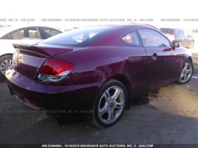 KMHHM65D16U229709 - 2006 HYUNDAI TIBURON GS MAROON photo 4