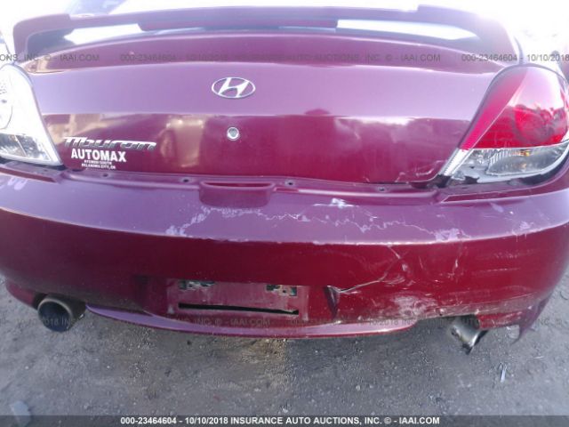 KMHHM65D16U229709 - 2006 HYUNDAI TIBURON GS MAROON photo 6