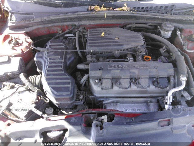 1HGEM22155L061279 - 2005 HONDA CIVIC DX VP RED photo 10