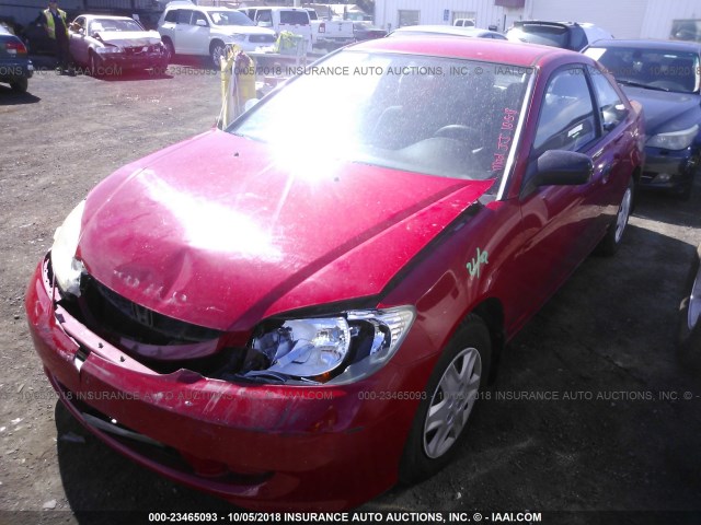 1HGEM22155L061279 - 2005 HONDA CIVIC DX VP RED photo 2